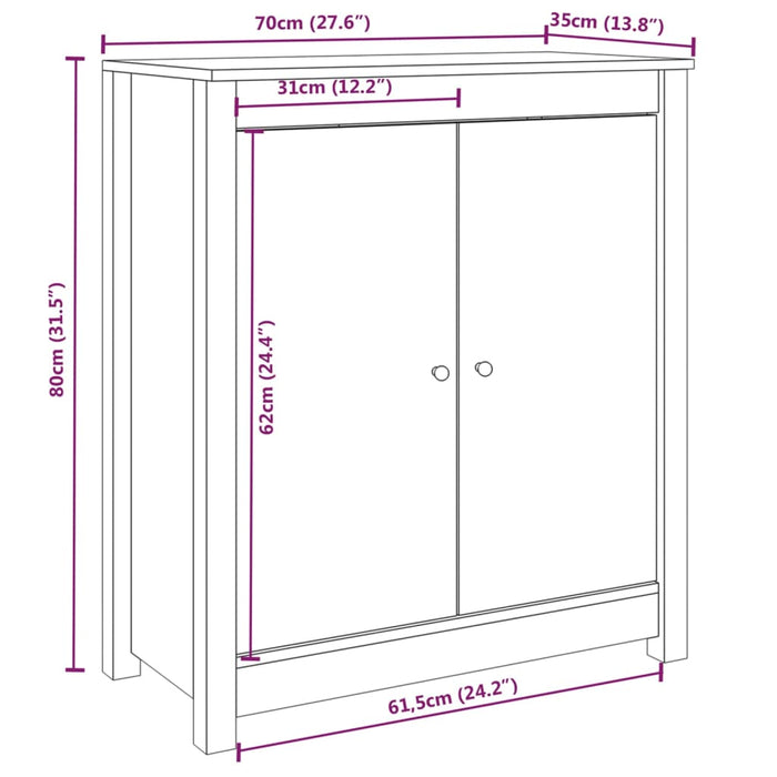 Credenza 70x35x80 cm in Legno Massello di Pino 813719