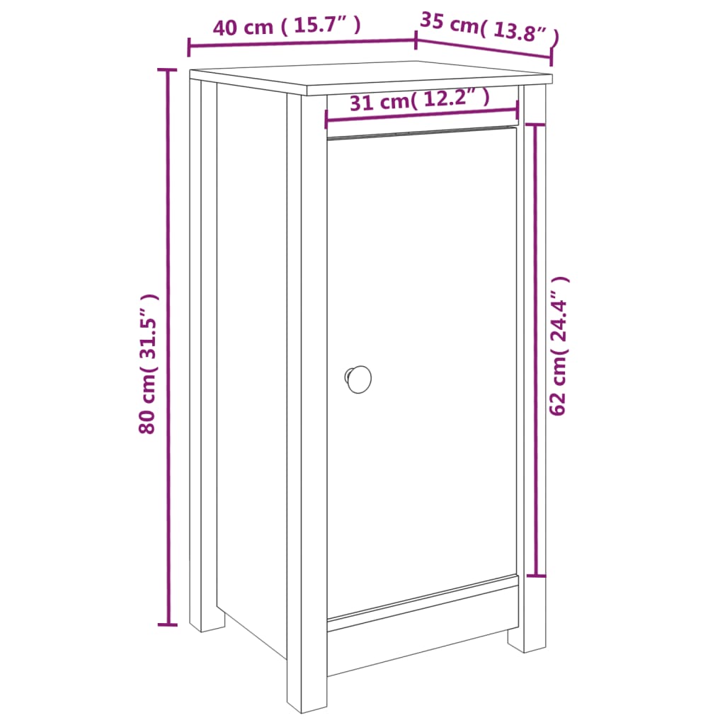 Credenze 2 pz 40x35x80 cm in Legno Massello di Pino