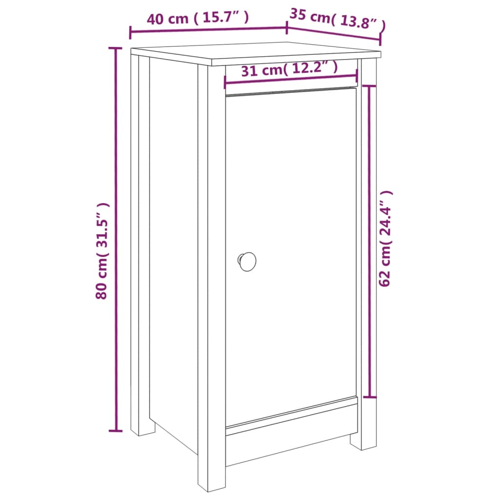 Credenze 2 pz Grigie 40x35x80 cm in Legno Massello di Pino 813729