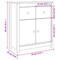 Credenza 70x35x80 cm in Legno Massello di Pino