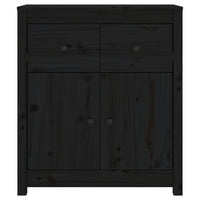 Credenza Nera 70x35x80 cm in Legno Massello di Pino