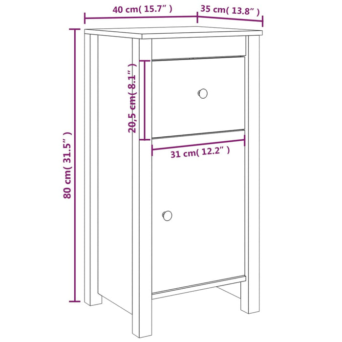 Credenza Bianca 40x35x80 cm in Legno Massello di Pino cod mxl 65659