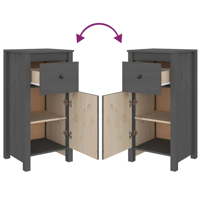 Credenza Grigia 40x35x80 cm in Legno Massello di Pino cod mxl 23544