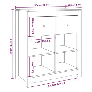 Credenza Miele 70x35x80 cm in Legno Massello di Pino