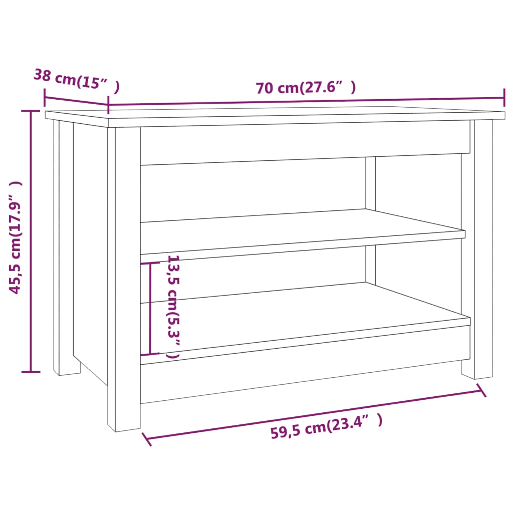 Scarpiera 70x38x45,5 cm in Legno Massello di Pino cod mxl 51341