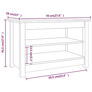 Scarpiera Grigia 70x38x45,5 cm in Legno Massello di Pino cod mxl 40294