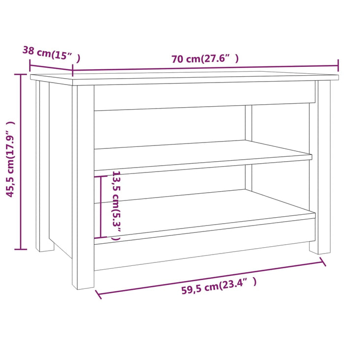 Scarpiera Grigia 70x38x45,5 cm in Legno Massello di Pino cod mxl 40294