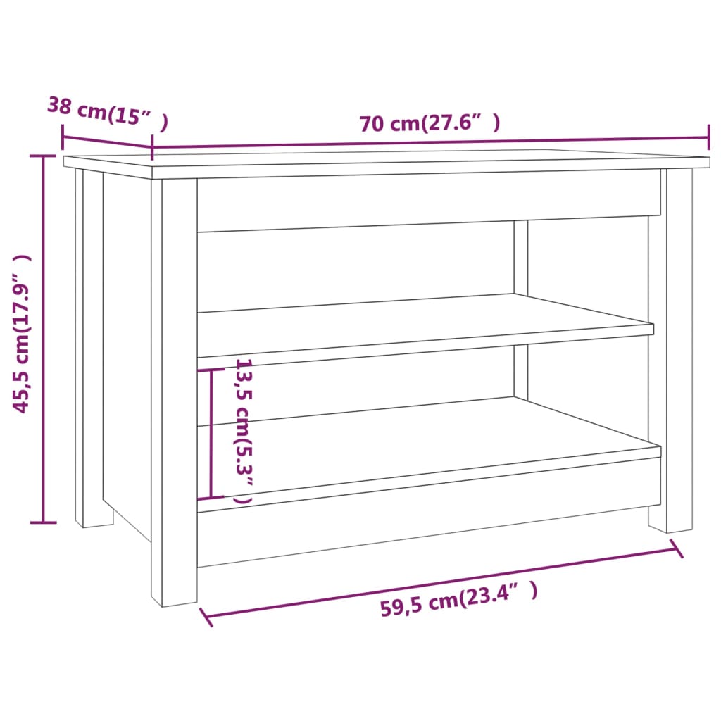 Scarpiera Grigia 70x38x45,5 cm in Legno Massello di Pino 813771