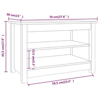 Scarpiera Nera 70x38x45,5 cm in Legno Massello di Pino cod mxl 40123