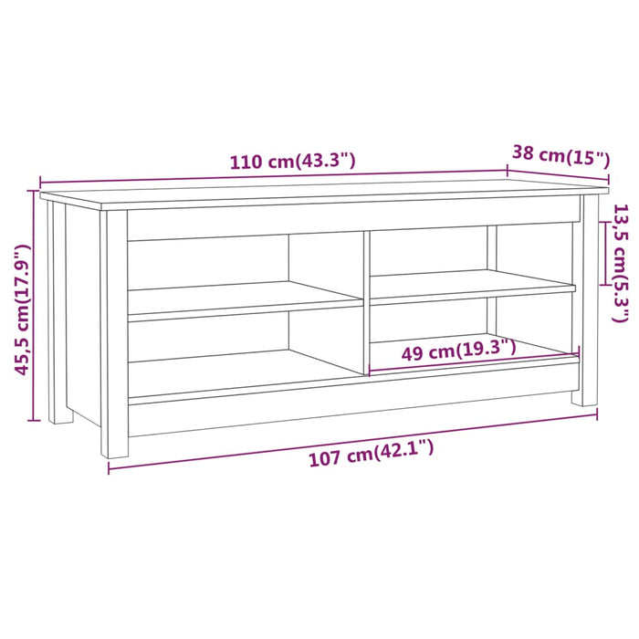 Scarpiera 110x38x45,5 cm in Legno Massello di Pino cod mxl 50631