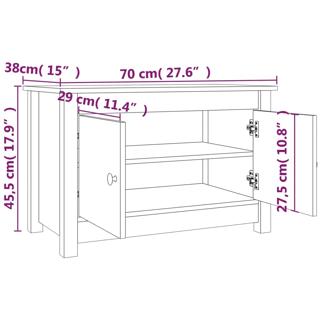 Scarpiera 70x38x45,5 cm in Legno Massello di Pino cod mxl 49418