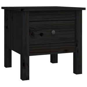 Tavolino Nero 40x40x39 cm Legno Massello di Pino