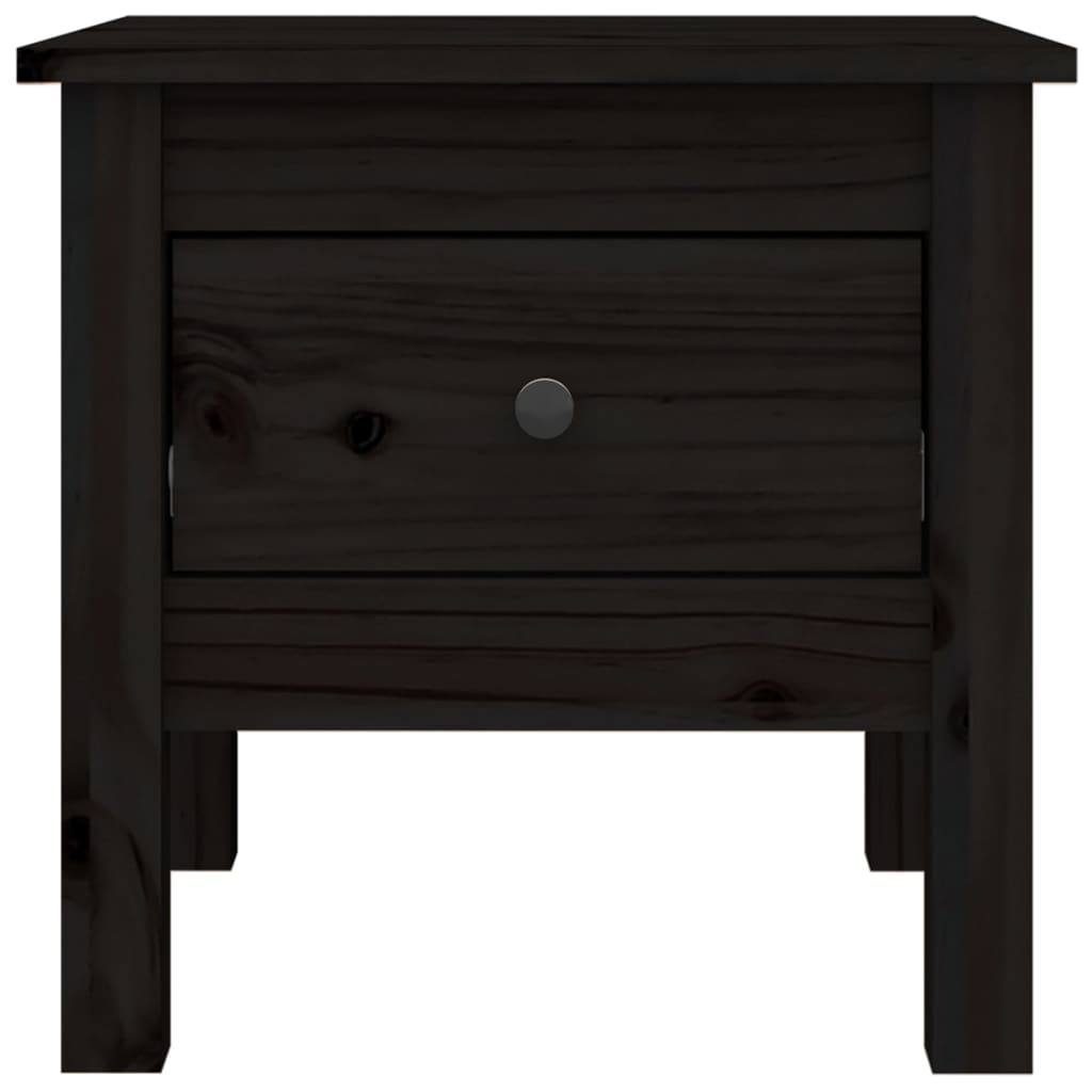 Tavolino Nero 40x40x39 cm Legno Massello di Pino 813792