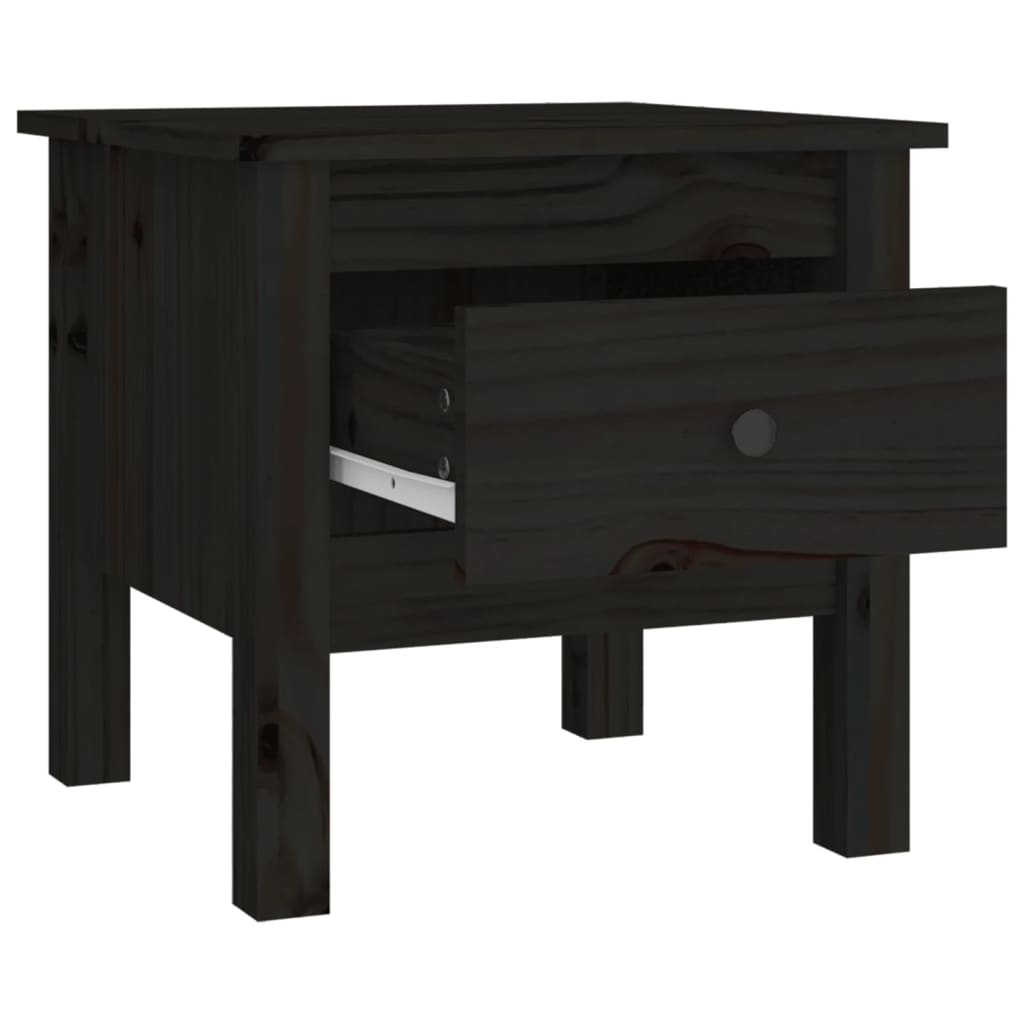 Tavolino Nero 40x40x39 cm Legno Massello di Pino 813792