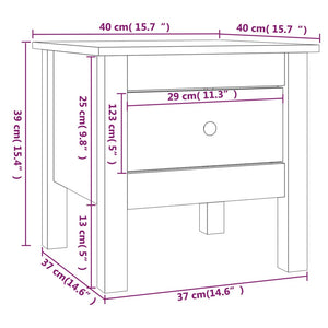 Tavolino Nero 40x40x39 cm Legno Massello di Pino 813792