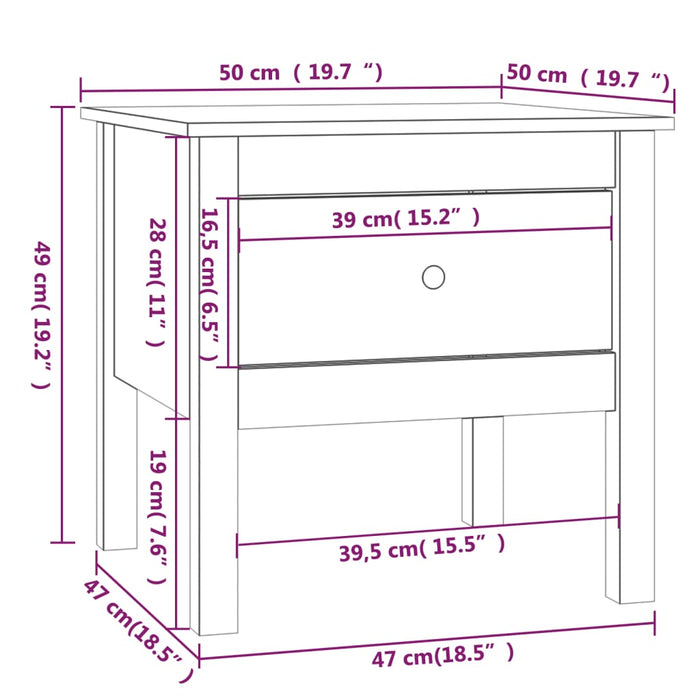 Tavolino Bianco 50x50x49 cm Legno Massello di Pino cod mxl 18666