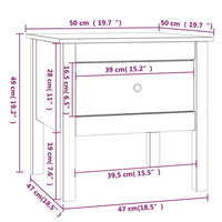 Tavolino Miele 50x50x49 cm Legno Massello di Pino