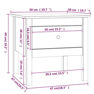 Tavolino Nero 50x50x49 cm Legno Massello di Pino