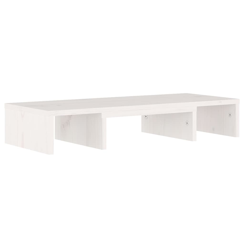 Supporto per Monitor Bianco 60x24x10,5cm Legno Massello di Pino