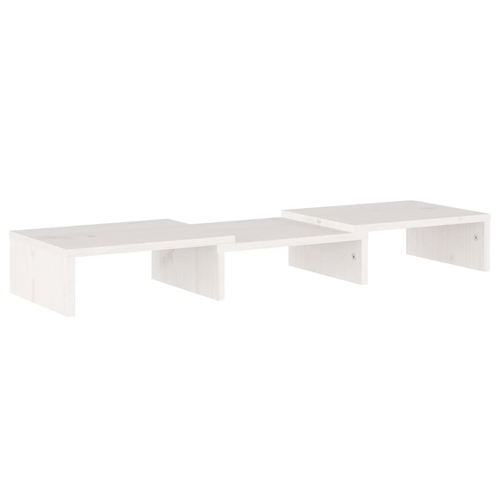 Supporto per Monitor Bianco 60x24x10,5cm Legno Massello di Pino