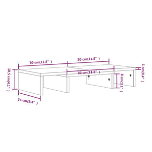 Supporto per Monitor Grigio 60x24x10,5cm Legno Massello di Pino cod mxl 19295