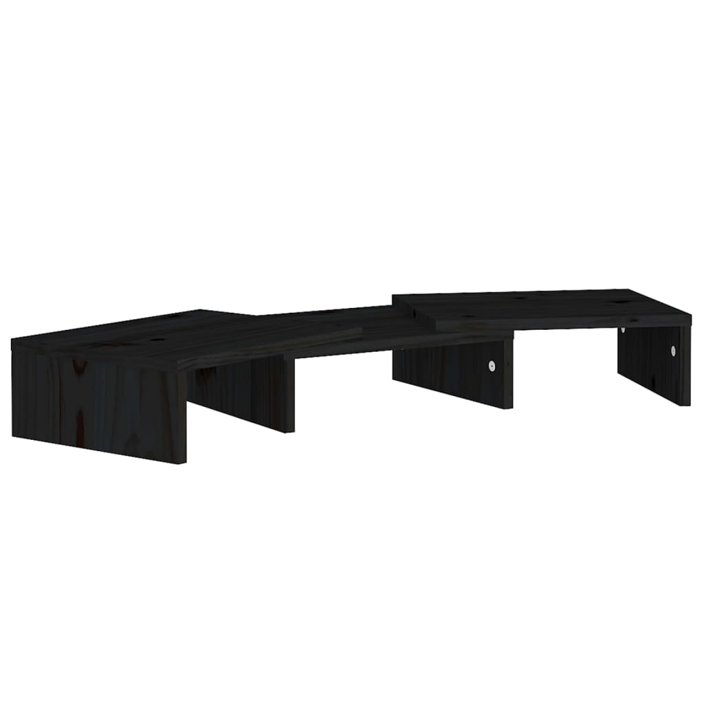 Supporto per Monitor Nero 60x24x10,5 cm Legno Massello di Pino 813938