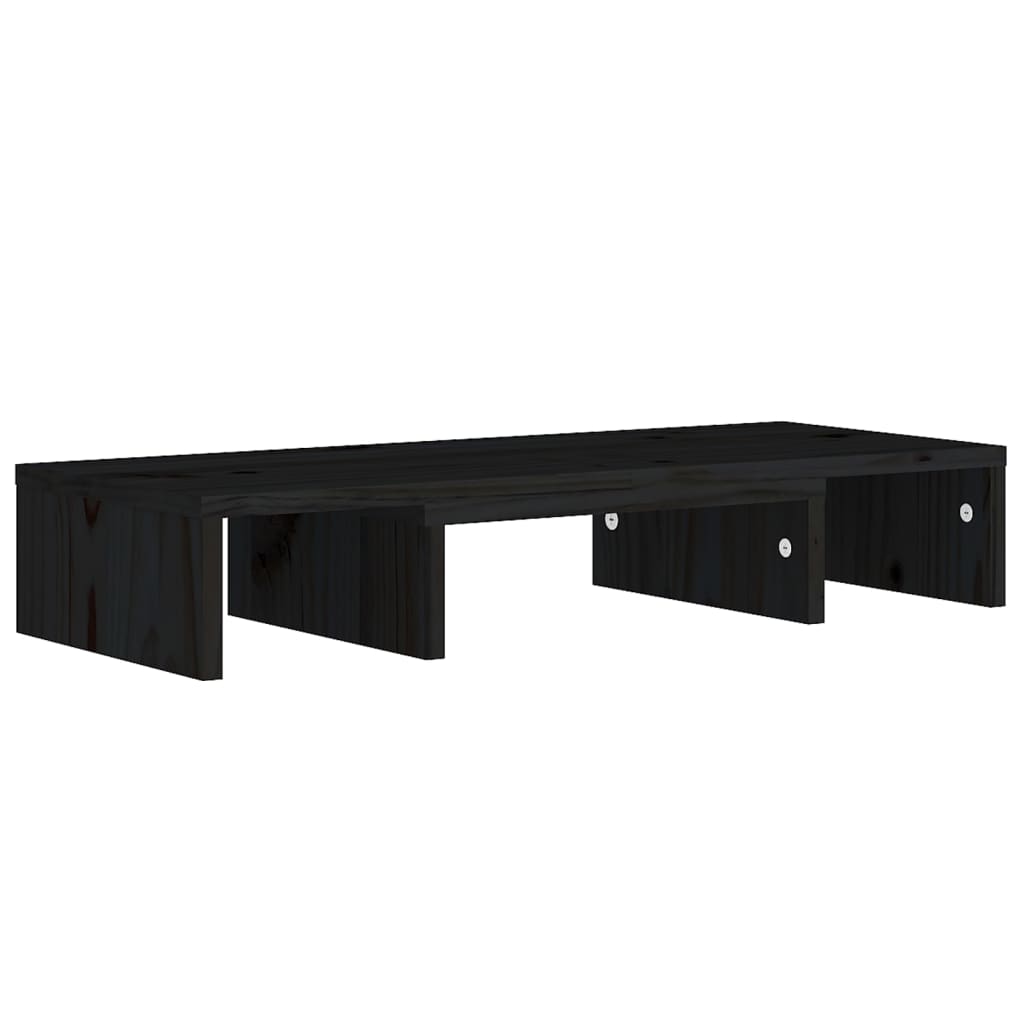 Supporto per Monitor Nero 60x24x10,5 cm Legno Massello di Pino 813938