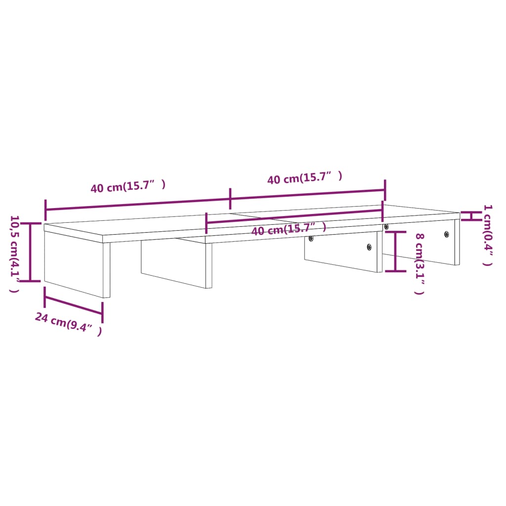 Supporto per Monitor Miele 80x24x10,5 cm Legno Massello di Pino cod mxl 7552