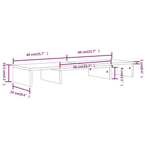 Supporto per Monitor Nero 80x24x10,5 cm Legno Massello di Pino cod mxl 14056