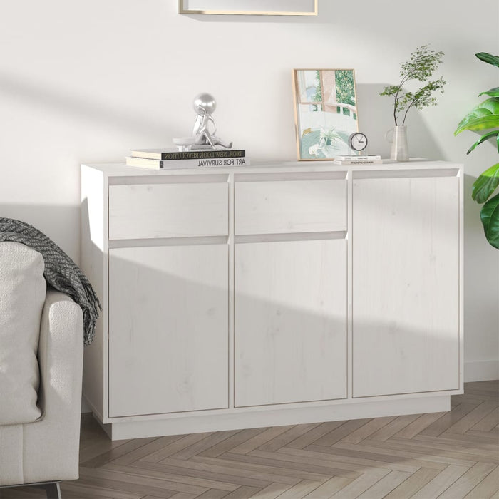 Credenza Bianca 110x34x75 cm in Legno Massello di Pino cod mxl 14874