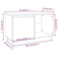 Mobile Porta TV Nero 74x35x44 cm in Legno Massello di Pino