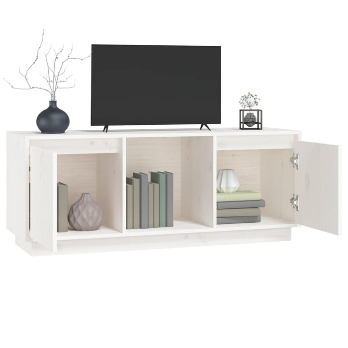 Mobile Porta TV Bianco 110,5x35x44 cm in Legno Massello di Pino cod mxl 18513