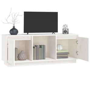 Mobile Porta TV Bianco 110,5x35x44 cm in Legno Massello di Pino 814340