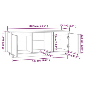 Mobile Porta TV Bianco 110,5x35x44 cm in Legno Massello di Pino 814340