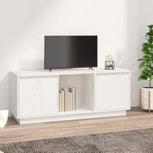 Mobile Porta TV Bianco 110,5x35x44 cm in Legno Massello di Pino cod mxl 18513