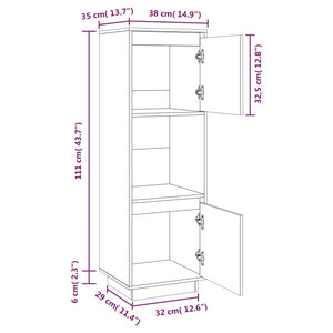 Credenza 38x35x117 cm in Legno Massello di Pino