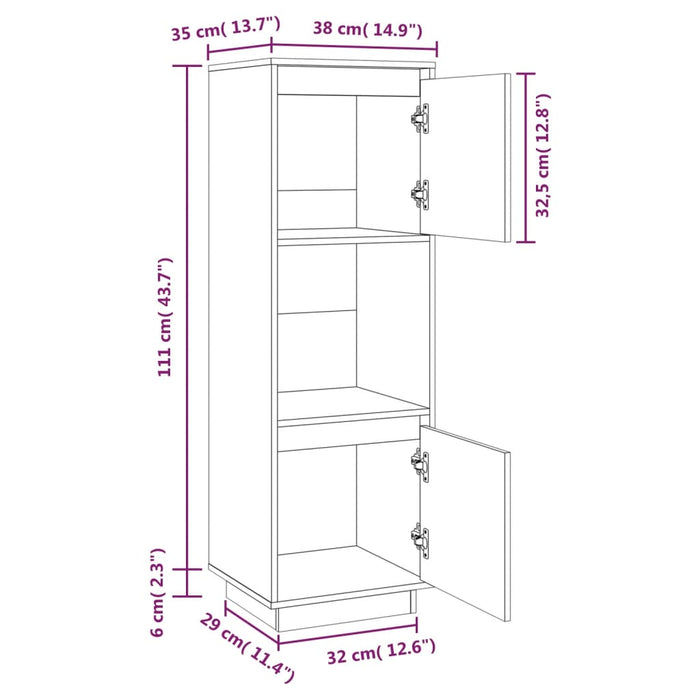 Credenza 38x35x117 cm in Legno Massello di Pino 814359