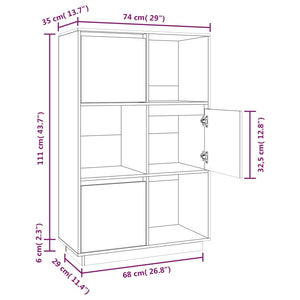 Credenza 74x35x117 cm in Legno Massello di Pino 814364