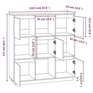 Credenza Bianca 110,5x35x117 cm in Legno Massello di Pino cod 11292