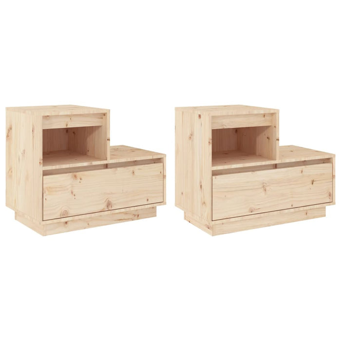 Comodini 2 pz 60x34x51 cm in Legno Massello di Pino cod mxl 47892