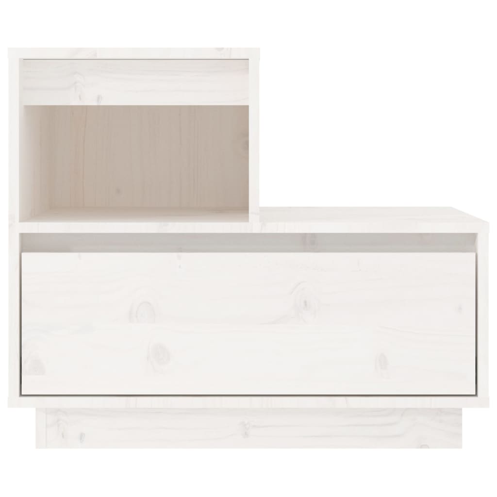 Comodino Bianco 60x34x51 cm in Legno Massello di Pino cod mxl 48689