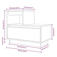 Comodino Bianco 60x34x51 cm in Legno Massello di Pino cod mxl 48689