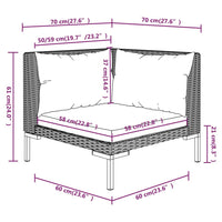 Set Divani Giardino 5 pz con Cuscini in Polyrattan Grigio Scuro 3099798