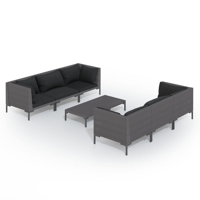 Set Divani Giardino 7 pz con Cuscini in Polyrattan Grigio Scuro cod mxl 47335