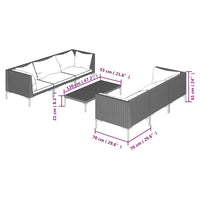 Set Divani Giardino 7 pz con Cuscini in Polyrattan Grigio Scuro cod mxl 47335