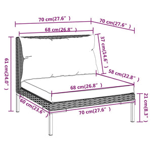 Set Divani Giardino 7 pz con Cuscini in Polyrattan Grigio Scuro 3099800