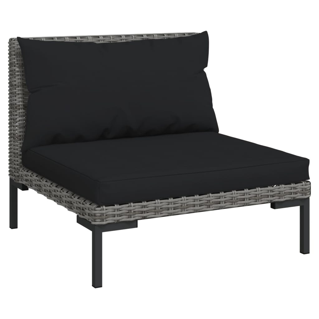 Set Divani Giardino 4 pz con Cuscini in Polyrattan Grigio Scuro 3099803