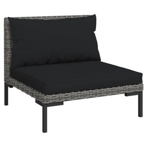 Set Divani Giardino 4 pz con Cuscini in Polyrattan Grigio Scuro cod mxl 47336