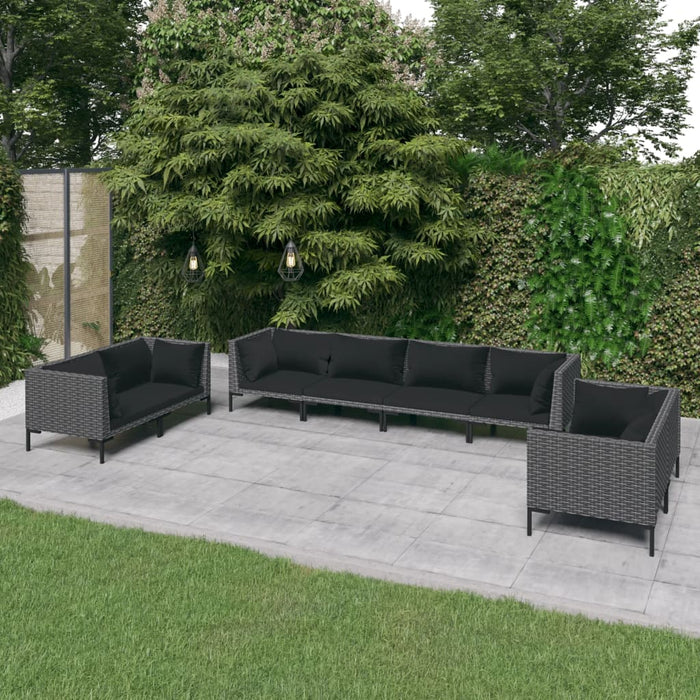 Divani da Giardino 8 pz con Cuscini in Polyrattan Grigio Scuro 3099834