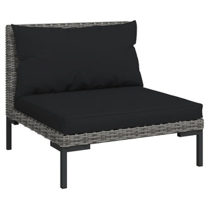 Set Divani da Giardino 9 pz con Cuscini Polyrattan Grigio Scuro 3099835